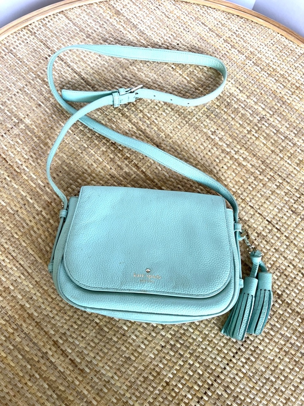Kate Spade New York Crossbody Bag Lt
Blue Leather Silver-Tone Hardware Tassels